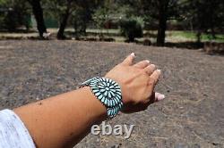 Vintage Navajo Bracelet Authentic Native American Cuff Turquoise Jewelry sz6.75