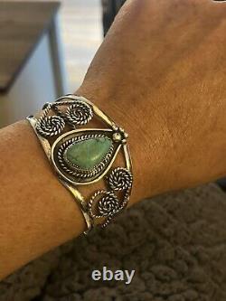 Vintage Navajo Bracelet Sterling Silver/turquoise Not Signed