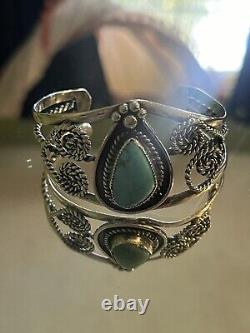 Vintage Navajo Bracelet Sterling Silver/turquoise Not Signed