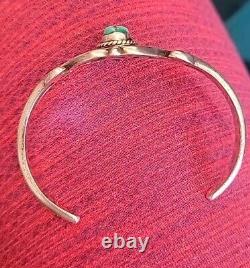 Vintage Navajo H B STERLING Stamped Turquoise Cuff Bracelet