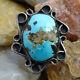 Vintage Navajo Handmade Oval Turquoise Ring Size 6.25 Tan Matrix Sterling Silver