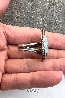 Vintage Navajo Handmade Sterling Silver Natural Kingman Turquoise Ring 7.75