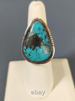 Vintage Navajo Handmade Sterling Silver Turquoise Ring Size 7