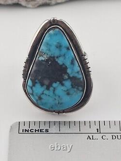 Vintage Navajo Handmade Sterling Silver Turquoise Ring Size 7