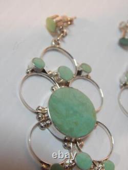 Vintage Navajo Indian Sterling Turquoise Chandelier Dangler Earrings Mint A+gift