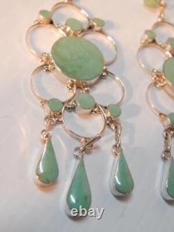 Vintage Navajo Indian Sterling Turquoise Chandelier Dangler Earrings Mint A+gift