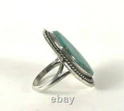 Vintage Navajo Native American Large Turquoise Sterling Silver 925 Ring Sz 8