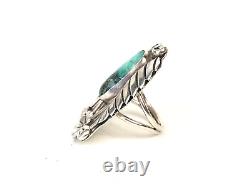 Vintage Navajo Native American Morenci Turquoise Sterling Silver Ring Sz 7.25
