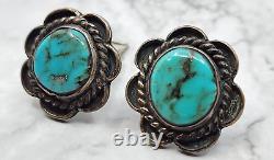 Vintage Navajo Native Sterling Silver Turquoise Southwestern Cuff Links