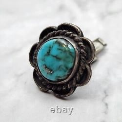 Vintage Navajo Native Sterling Silver Turquoise Southwestern Cuff Links