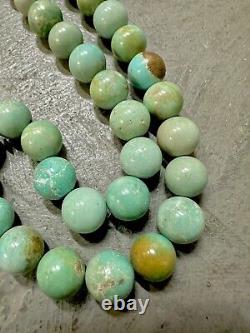 Vintage Navajo Natural Royston Fox Turquoise Bead Pearl Necklace Sterling Silver