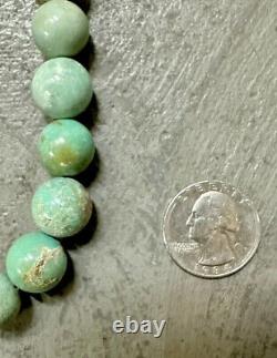 Vintage Navajo Natural Royston Fox Turquoise Bead Pearl Necklace Sterling Silver