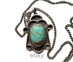Vintage Navajo Old Pawn Sterling Silver Royston Turquoise Pendant