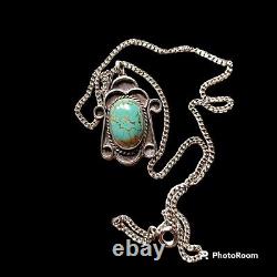 Vintage Navajo Old Pawn Sterling Silver Royston Turquoise Pendant
