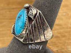 Vintage Navajo Old Pawn Sterling Silver Turquoise Mens ring size 9-1235.24