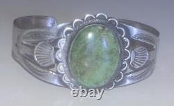 Vintage Navajo Old Pawn Turquoise Sterling Silver Cuff Bracelet Stamped 6.5