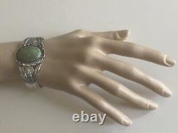 Vintage Navajo Old Pawn Turquoise Sterling Silver Cuff Bracelet Stamped 6.5