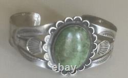 Vintage Navajo Old Pawn Turquoise Sterling Silver Cuff Bracelet Stamped 6.5