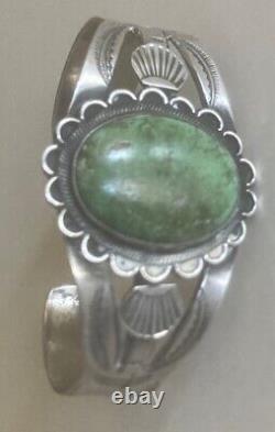 Vintage Navajo Old Pawn Turquoise Sterling Silver Cuff Bracelet Stamped 6.5