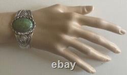 Vintage Navajo Old Pawn Turquoise Sterling Silver Cuff Bracelet Stamped 6.5