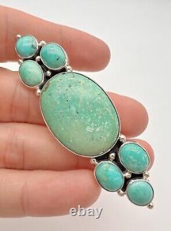 Vintage Navajo Sterling Silver Fox Turquoise Brooch Pin 3
