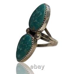 Vintage Navajo Sterling Silver Green Turquoise Ring