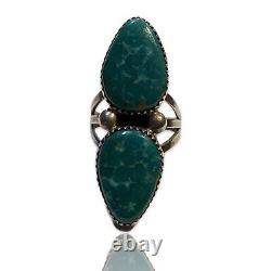 Vintage Navajo Sterling Silver Green Turquoise Ring