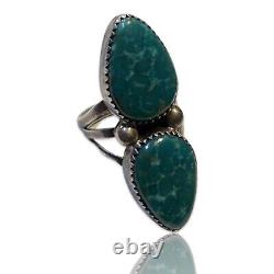 Vintage Navajo Sterling Silver Green Turquoise Ring