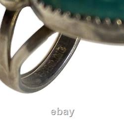 Vintage Navajo Sterling Silver Green Turquoise Ring