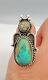 Vintage Navajo Sterling Silver King's Manassa Turquoise Insect Bug Ring 1.75