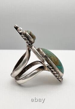 Vintage Navajo Sterling Silver King's Manassa Turquoise Insect Bug Ring 1.75