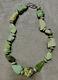 Vintage Navajo Sterling Silver Natural Green Carico Turquoise Bead Necklace