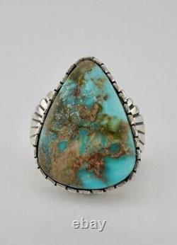 Vintage Navajo Sterling Silver Royston Turquoise Stamped Ring