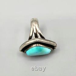 Vintage Navajo Sterling Silver Triangle Turquoise Shadow Box Ring Sz 5.25 7.9g