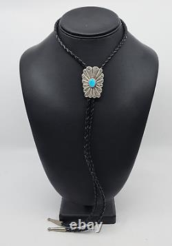 Vintage Navajo Sterling Silver Turquoise Bolo Tie necklace