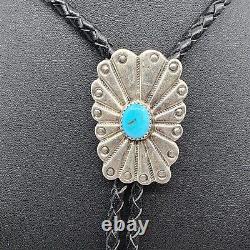 Vintage Navajo Sterling Silver Turquoise Bolo Tie necklace