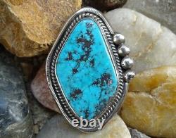 Vintage Navajo Sterling Silver Turquoise Brooch or Necklace Pendant with Pyrite