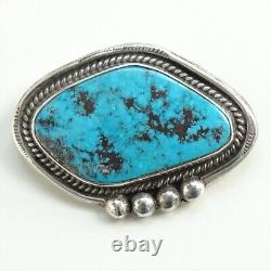 Vintage Navajo Sterling Silver Turquoise Brooch or Necklace Pendant with Pyrite