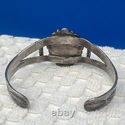 Vintage Navajo Sterling Silver & Turquoise Cuff Bracelet 25 Grams