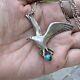 Vintage Navajo Sterling Silver & Turquoise Infinity Freedom Bird Necklace