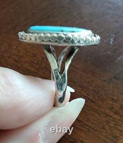 Vintage Navajo Sterling Silver Turquoise Ring Size 10.5 Unsigned -SHARP