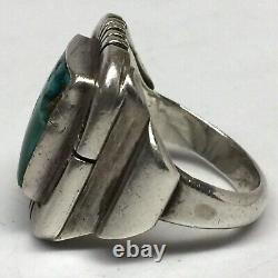 Vintage Navajo Sterling Silver Turquoise Ring signed'Jerry T Nelson