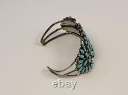 Vintage Navajo TURQUOISE STERLING CLUSTER CUFF by RAY TAFOYA (Missing Stone)