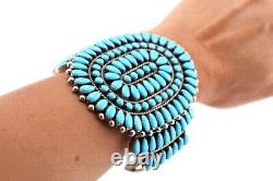 Vintage Navajo Turquoise Bracelet Large Cluster Sterling Silver Jewelry Women sz