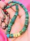 Vintage Navajo Turquoise Coral Bead Sterling Necklace Old