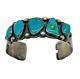 Vintage Navajo Turquoise Cuff Bracelet Sterling Silver Signed Cabochon Gemstones
