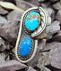 Vintage Navajo Turquoise Native American Sterling Silver Ring Size 6.5