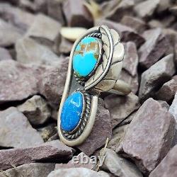 Vintage Navajo Turquoise Native American Sterling Silver Ring Size 6.5