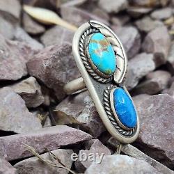 Vintage Navajo Turquoise Native American Sterling Silver Ring Size 6.5