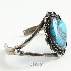 Vintage Navajo Turquoise Pyrite Native American Cuff Bracelet Sterling Silver